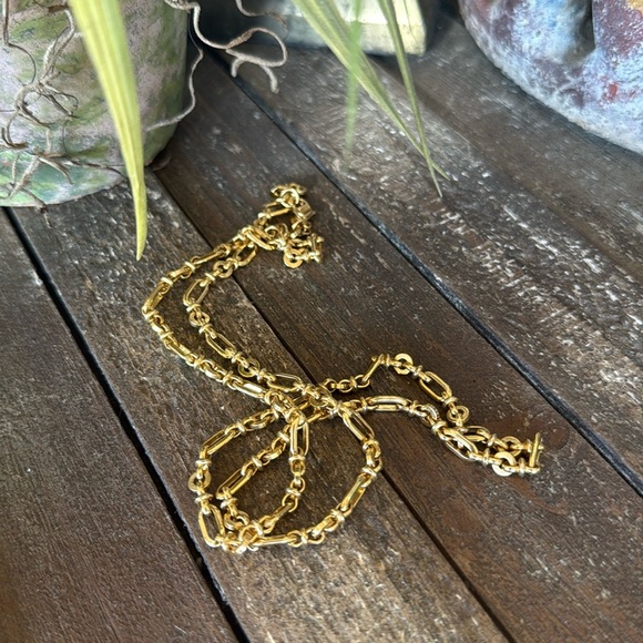 Vintage Monet Gold Tone 24" Fancy Link & Bead Chain Paperclip Necklace - Picture 4 of 7